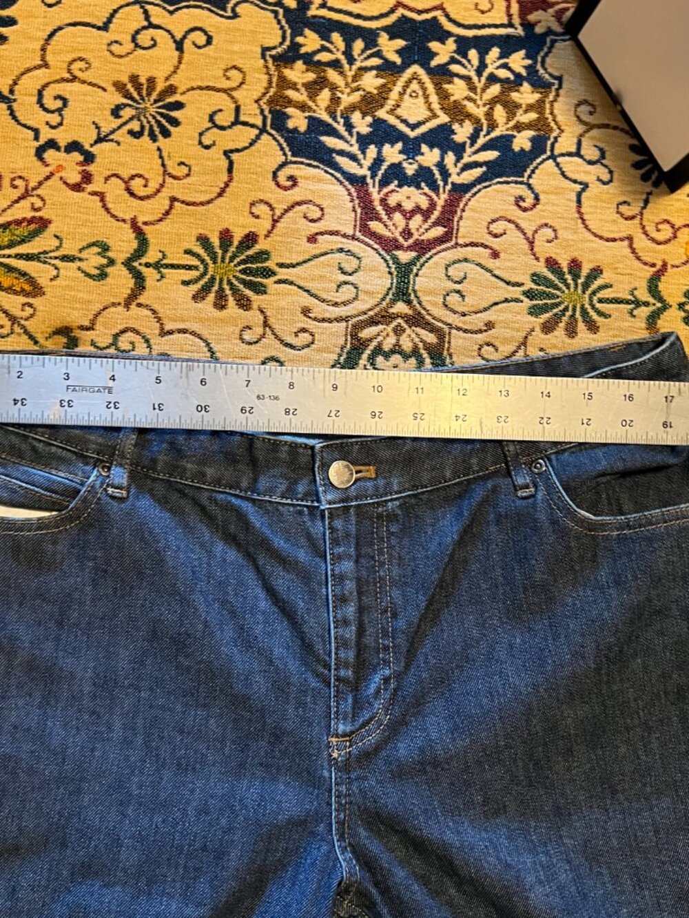 J.Jill Authentic Fit Below waist Wide Leg Jeans Sz 16 Reg Blue Stretch Denim - Picture 7 of 14